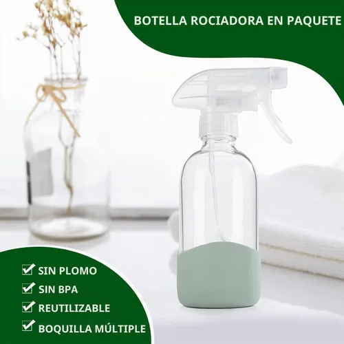 Vista 8 de HOMBYS Botellas vacías de vidrio transparente de 8 onzas con protección de funda de silicona, recipientes recargables para soluciones de limpieza