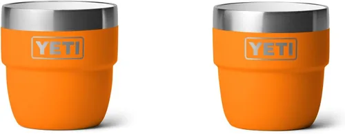 Vista 23 de YETI Rambler - Vaso apilable de 4 onzas, acero inoxidable, taza de café/espresso aislada al vacío, 2 unidades Rojo rescate