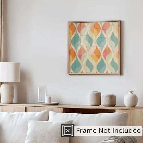 Vista 4 de Ethan Taylor Abstract Wall Art Prints Unframed Square Posters 'Retro 70s Hippie Groovy Pattern XI' Retro Home Décor for Living Room, Bedroom