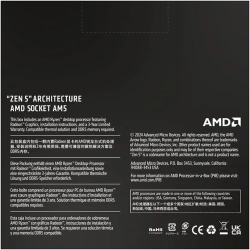 Vista 4 de AMD Procesador de escritorio desbloqueado Ryzen™ 5 9600X de 6 núcleos y 12 hilos