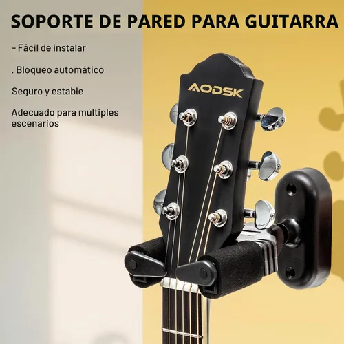 Vista 7 de AODSK Soporte de pared para guitarra, paquete de 3, ganchos de pared