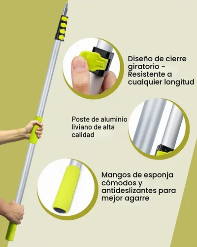 Vista 3 de Cambiador de bombilla para techos altos, kit de poste telescópico de Verde lima: 20 pies