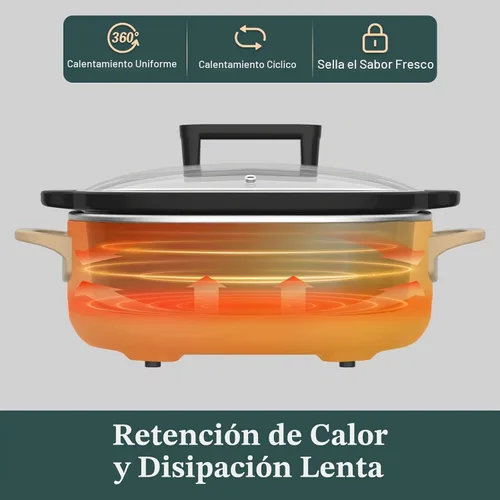 Vista 5 de Olla de Cocción Lenta Programable de 6 Cuartos con Recipiente Antiadherente Saludable Extraíble - Pequeño Electrodoméstico de Cocina para Cenas