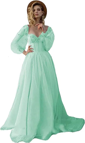 Vista 2 de 2021 - Vestido de noche sin espalda de manga larga formal
