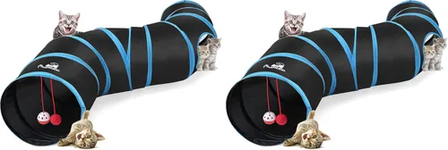 Vista 12 de Pawaboo Tubo de túnel para gatos - Túneles de 3 vías 25x53cm Extensible plegable Tienda de juego interactiva Juguetes laberinto Casa Cama con bolas
