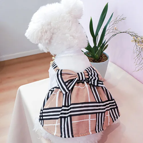 Vista 6 de Ropa para perros pequeños, niñas, lindos vestidos con lazo, vestido de princesa de verano, ropa cómoda y transpirable para mascotas, trajes