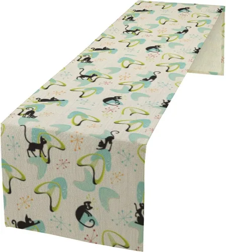 Vista 28 de Camino de mesa con estampado de piel de vaca, lino y algodón, rústico, estilo occidental, color negro, marrón, piel de vaca, para decoración