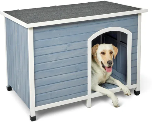 Vista 12 de MidWest Homes for Pets Eilio - Casa plegable de madera para perros, no requiere herramientas para el montaje, casa para perros ideal para razas