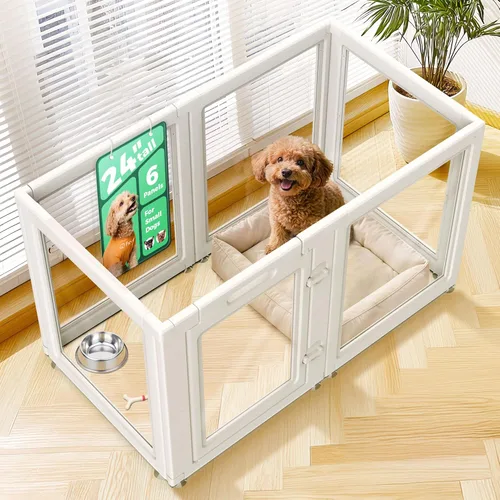 Vista 49 de FXW AuraSpace - Cerca acrílica para perros pequeños, para interiores, 24 pulgadas, 2 paneles, incluye 1 puerta y 1 panel, color negro