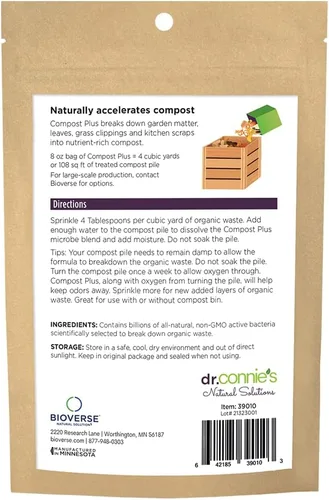 Vista 2 de Dr. Connie's Compost Plus – 100X Concentrado Starter & Accelerator Activador de microbios naturales para contenedores, vasos y pilas Aditivo