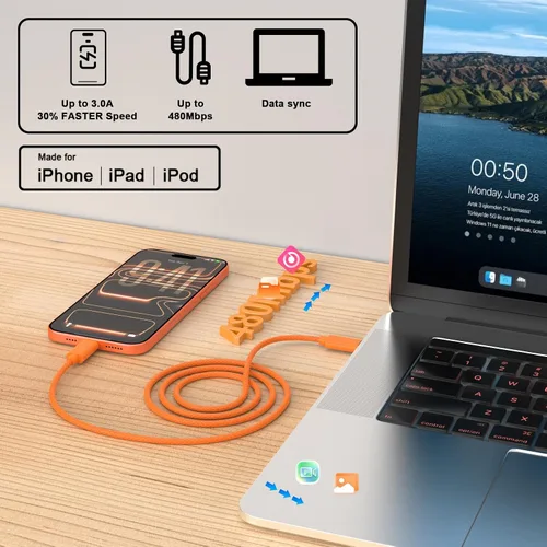Vista 7 de Cargador rápido para iPhone 17 16 15, [certificado MFi] Bloque de cargador de pared USB C de 40 W con USB C de 10 pies de carga USB C a USB C cable