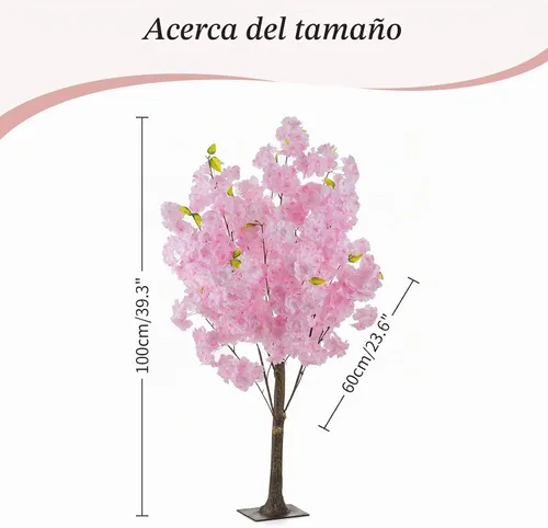 Vista 6 de BLOSMON Árbol de flor de cerezo artificial para decoración de mesa: 3.2