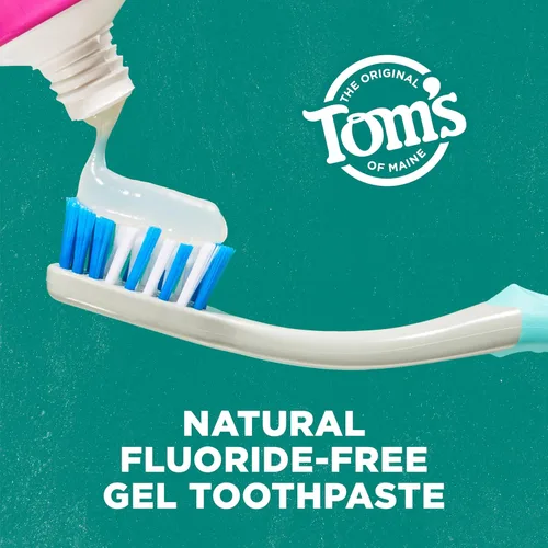 Vista 3 de Tom's of Maine Pasta dental en gel natural, antiplaca y blanqueadora sin flúor, vegana, sabor a hierbabuena, 4 onzas (paquete de 3)