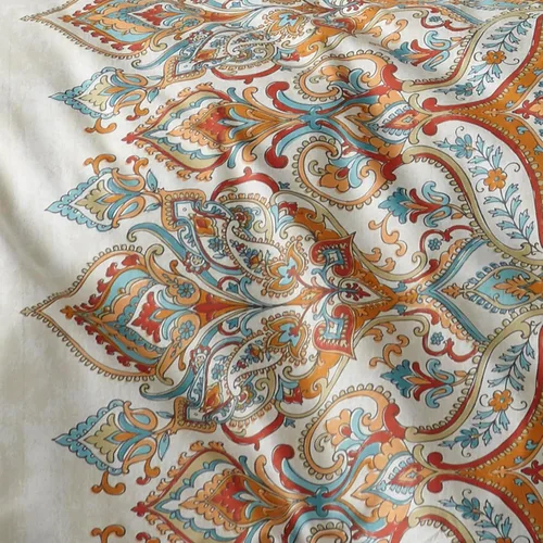 Vista 5 de Levtex Home Emile - Juego de edredón tamaño individual, Medalion, 100% algodón, beige, naranja
