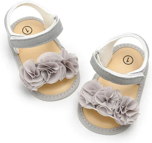 Vista 3 de Timatego Sandalias de verano para bebés y niñas con suela suave de flores, zapatos de vestir para cuna, recién nacidos, para recién nacidos