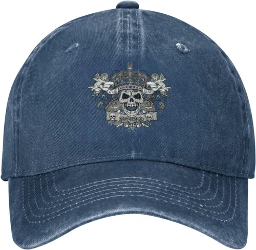 Vista 2 de Cowboy Hat Trendy Hats for Man and Women Djustable Four Season Outdoor Baseball Cap of Hell Skull with Angel Navy Blue