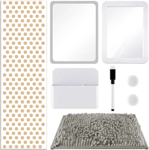 Vista 8 de Chunful Kit de accesorios para casillero, papel tapiz magnético, alfombra cuadrada, espejo magnético, pizarra blanca con marcador de borrado