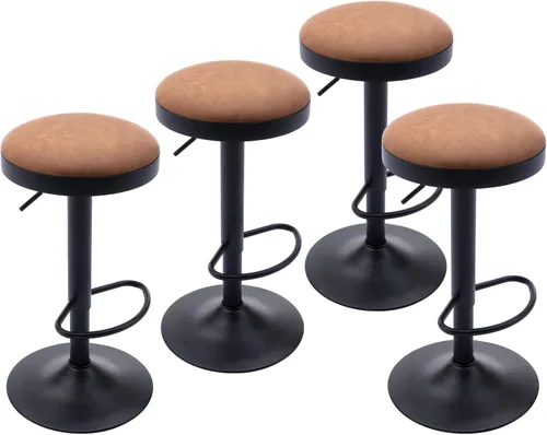 Vista 18 de CIMOTA Juego de 2 taburetes de bar redondos giratorios con espalda descubierta ajustable, taburete de bar moderno industrial para cocina, hogar