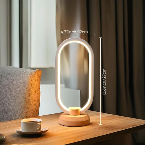 Vista 6 de LONRISWAY Lámpara de escritorio moderna lámpara de mesa de madera LED, luz de noche de noche de noche, iluminación LED regulable, decoración