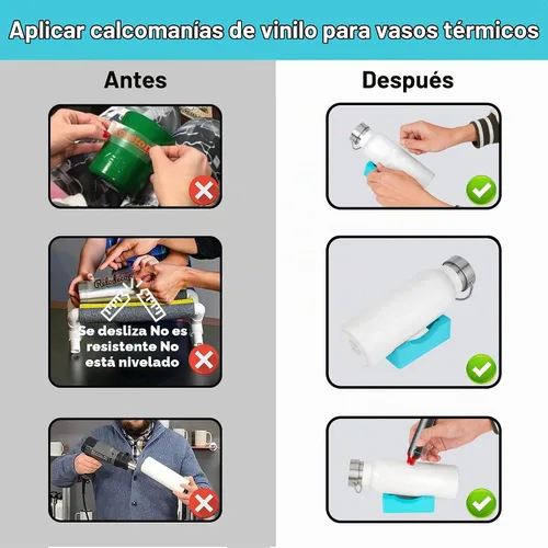 Vista 6 de Base de silicona para vaso con ranura integrada, soporte para vasos para manualidades, para aplicar calcomanías de vinilo para vasos y alineación