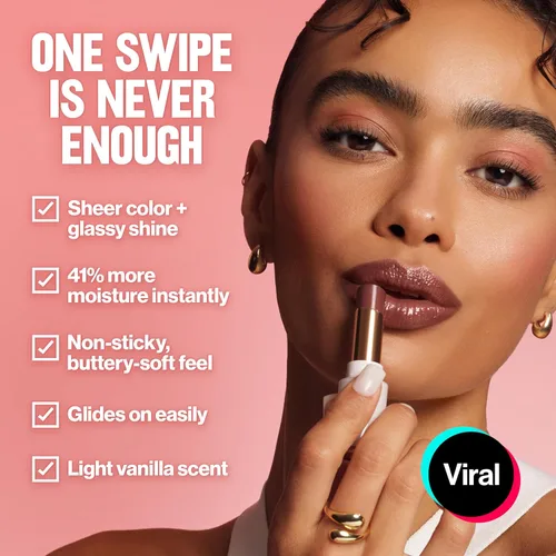 Vista 4 de REVLON Bálsamo Súper Lustroso con Brillo Cristalino, Bálsamo Labial Hidratante con Color con Ácido Hialurónico, Aloe y Cuarzo Rosa, 001 Cuarzo