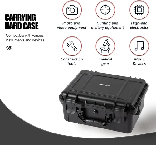 Vista 4 de Estuche rígido pequeño impermeable con inserto de espuma personalizable para bricolaje, protección portátil para cámara, drones, equipos
