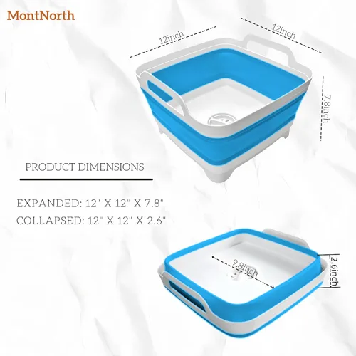 Vista 2 de Lavabo plegable de 9 L, tina plegable con tapón de drenaje, lavabo plegable portátil, fregadero de campamento para lavar platos, lavandería y uso