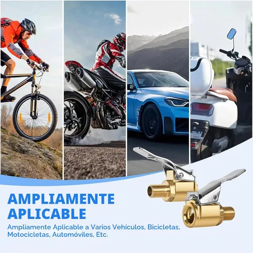 Vista 7 de Suaika - 2 adaptadores de manguera de inflado de latón para neumáticos, pinza de bloqueo