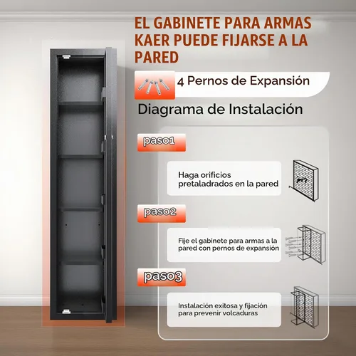 Vista 6 de KAER - Armario para municiones de 59 pulgadas de alto, armario de armas para uso seguro en el hogar, acceso rápido con compartimento para municiones