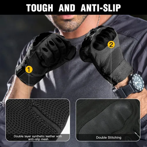 Vista 4 de FREE SOLDIER Guantes de exterior para hombres, guantes de motocicleta para ciclismo, senderismo, camping, escalada, guantes de airsoft