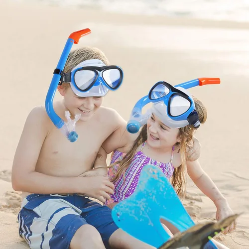Vista 6 de GreenLF Kids Snorkel Set, Anti-Fog Snorkeling Mask with Nose Covers for Youth Junior Child, Boys & Girls Age 5-12, Semi-Dry Diving Scuba Swimming