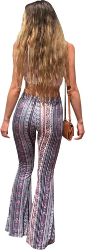 Vista 5 de Daisy Del Sol - Pantalones de yoga cómodos y elásticos de cintura alta, estilo boho de los 70 con parte inferior acampanada