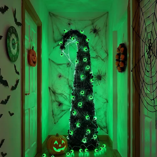 Vista 6 de Brizled Prelit Black Halloween Tree, 5 ft Lighted Fall Tree with Lights