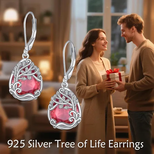 Vista 25 de Aretes colgantes con forma de lágrima de filigrana de piedra lunar de plata de ley 925 con cierre de palanca para mujer, regalos de joyería