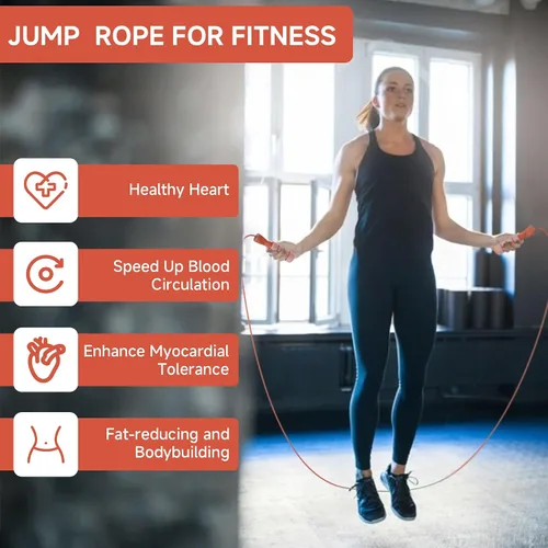 Vista 8 de OVICX Cuerdas de saltar para fitness para mujeres, hombres y niños, cuerdas de saltar ajustables sin enredos para entrenamiento con rodamientos
