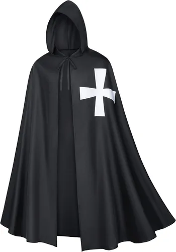 Vista 3 de TOKYO REVENGERS Disfraz medieval de caballeros cruzados renacentistas, capa templaria, disfraz de cosplay, máscara de piel sintética, juego
