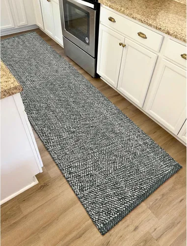 Vista 94 de LEEVAN Alfombra lavable para baño, alfombra tejida negra de 2 x 3 pies para entrada, alfombra de puerta delantera de algodón, alfombras pequeñas