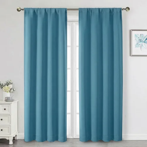 Vista 93 de Cortinas opacas para dormitorio, sala de estar, juego de 2 paneles de 54 pulgadas de largo, cortinas de oscurecimiento de habitación con aislamiento