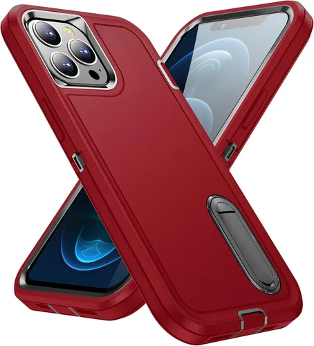 Vista 11 de IDweel Funda para iPhone 12 Pro Max con soporte, protección resistente, a prueba de golpes, antiarañazos, ajuste delgado, funda protectora
