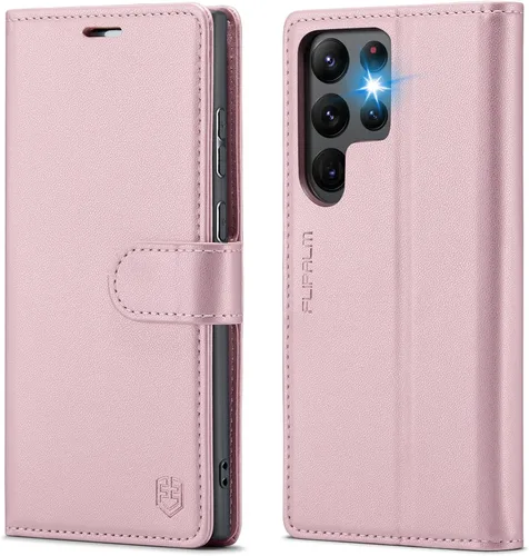 Vista 10 de FLIPALM Funda tipo cartera para Samsung Galaxy S22 Ultra, con bloqueo RFID, tarjetero, de piel sintética PU tipo folio con tapa plegable y función