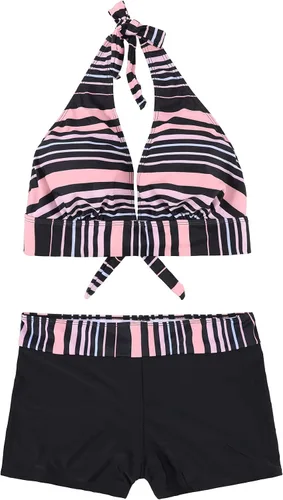 Vista 2 de Zando Traje de baño de dos piezas para mujer, traje de baño atlético con push up, traje de baño con pantalones cortos, traje de baño deportivo