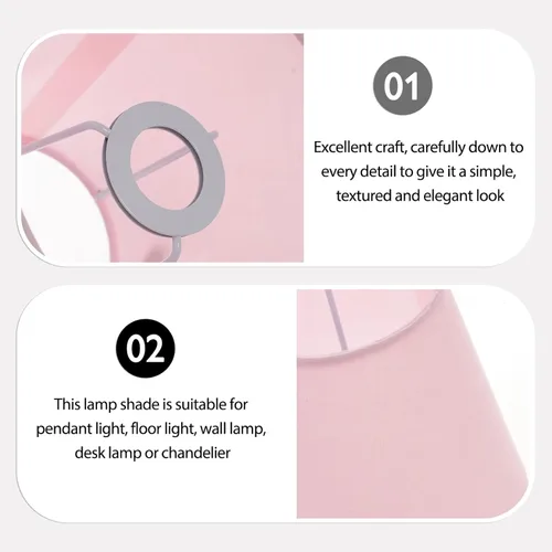 Vista 2 de Pantalla de lámpara pequeña de tela de lino con clip en la bombilla pantalla de tela de repuesto para lámpara de pared, bombillas de vela, color rosa