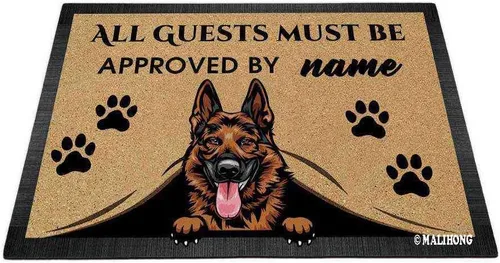 Vista 10 de Tapete personalizado con nombre de perro que mira al perro Cocker Spaniel, todos los invitados deben ser aprobados por alfombras para decoración