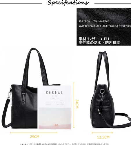 Vista 6 de FSD.WG Bolsos grandes de cuero para mujer, con asa superior, bolsa de hombro
