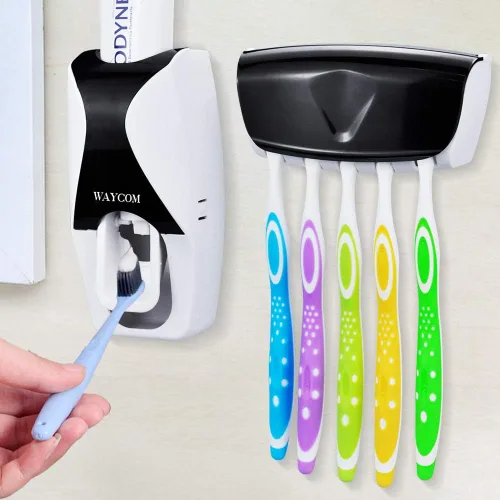 Vista 4 de WAYCOM Dust-proof Dispensador de pasta dental exprimidor de pasta dental Kit, Negro, 1