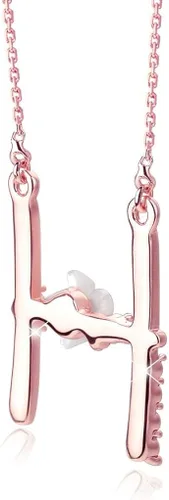 Vista 5 de Collar Gemmance de flor, con inicial, de amatista, rosa, rubí rojo, ópalo azul, perla sintética, con nombre, de joyería, hecha con cristales