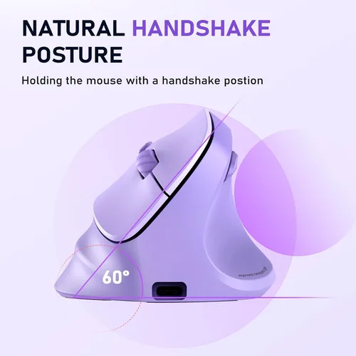 Vista 4 de MEETION Ratón ergonómico, mouse vertical inalámbrico con retroiluminación RGB, mouse recargable para Bluetooth (5.2 + 3.0) y USB-A con adaptador