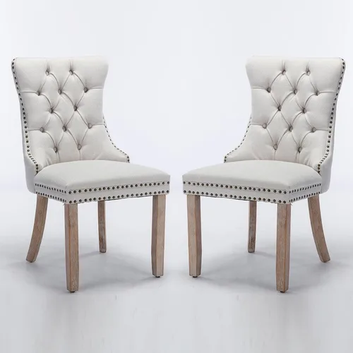 Vista 18 de Parson's Chairs - Silla de comedor tapizada de terciopelo de madera maciza con patas chapadas de acero inoxidable cromado, ribete de cabeza de clavo