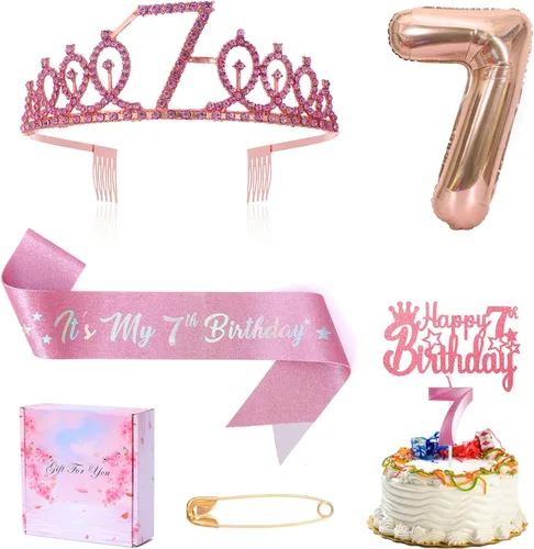 Vista 11 de Banda y Tiara de Cumpleaños de 5 Años con Vela, Banda de Cumpleaños de "Es Mi Cumpleaños" con Corona de Diamantes de Imitación y Globo para Niñas