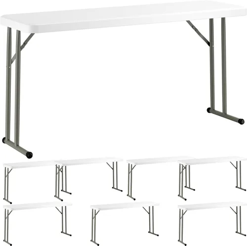 Vista 14 de Mesa plegable de 18 x 72 pulgadas, mesa plegable de plástico blanco granito para entrenamiento y eventos, mesa plegable delgada, mesa plegable